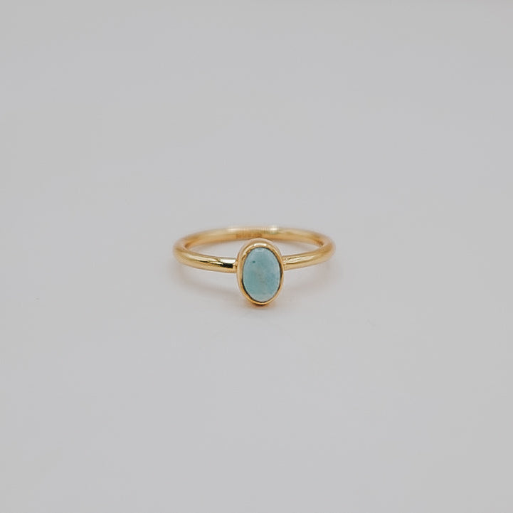 Larimar gemstone golden band ring