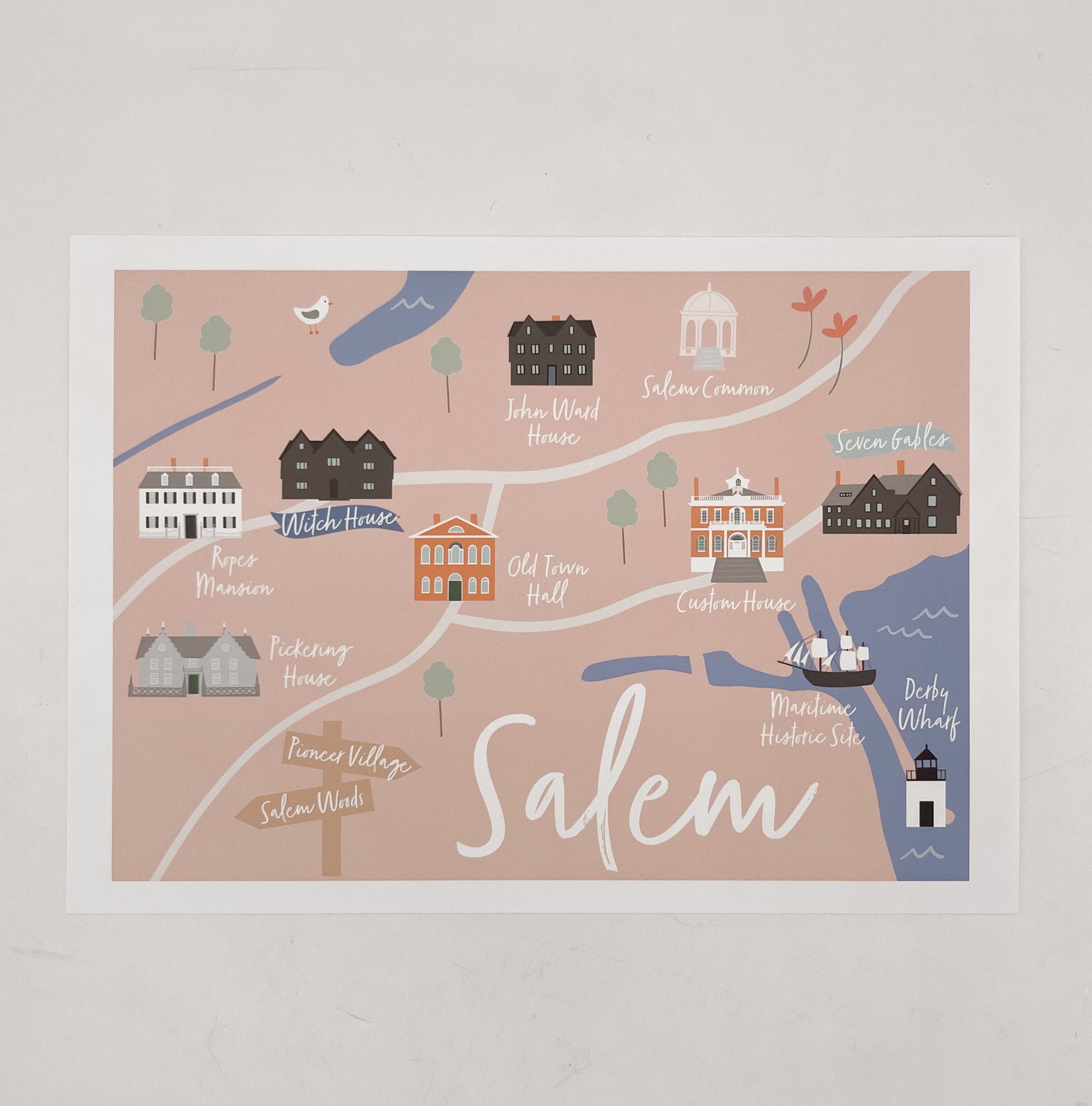 Salem Map Art Print (5x7) – A Haunted Spring