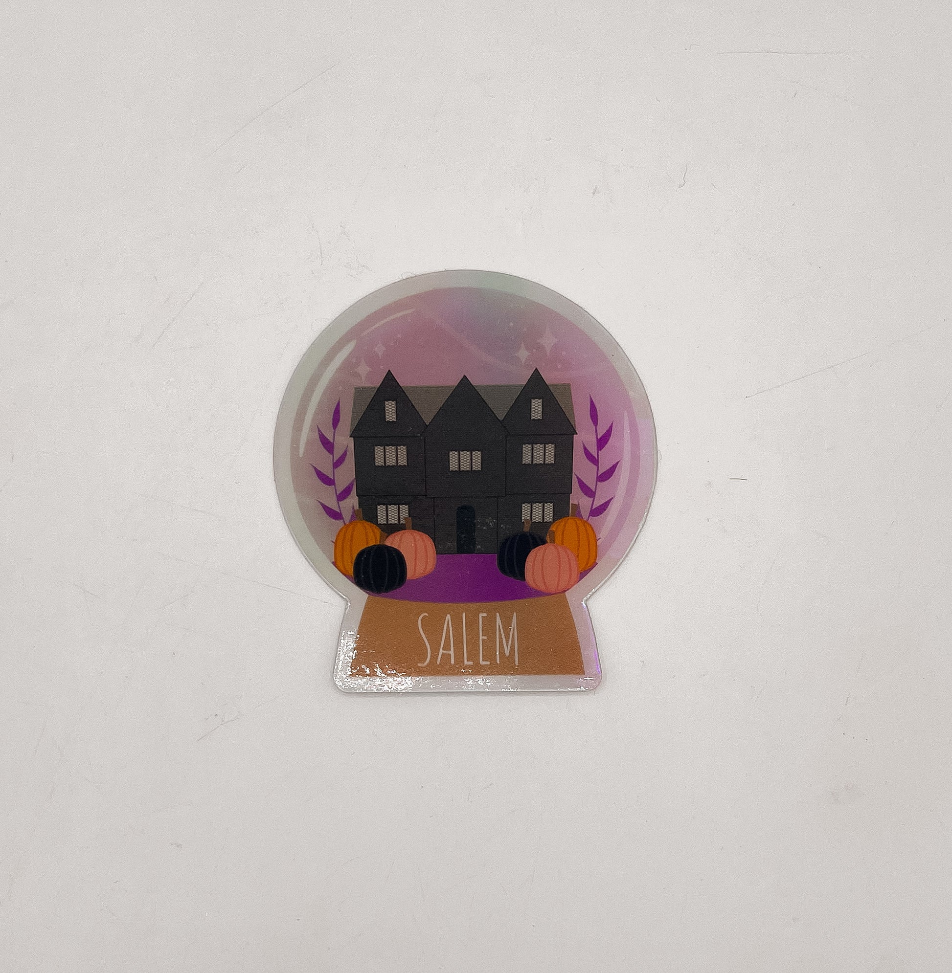 Witch House Snow Globe Sticker – A Spellbound Slice of Salem