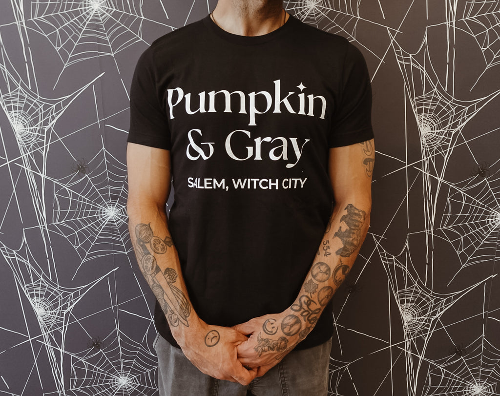 Pumpkin & Gray Tee-Black