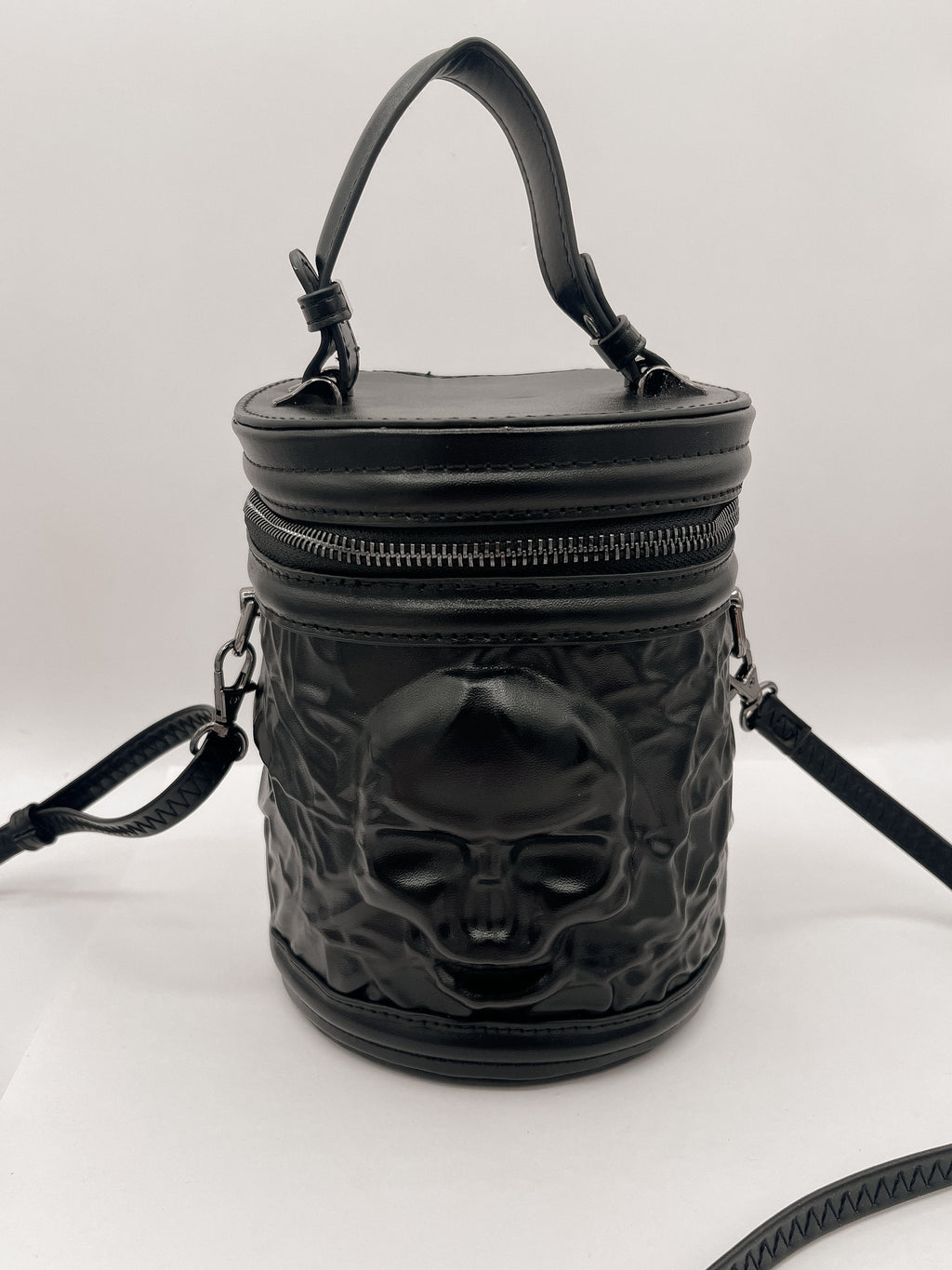Midnight Skull Barrel Bag-Round skull bag