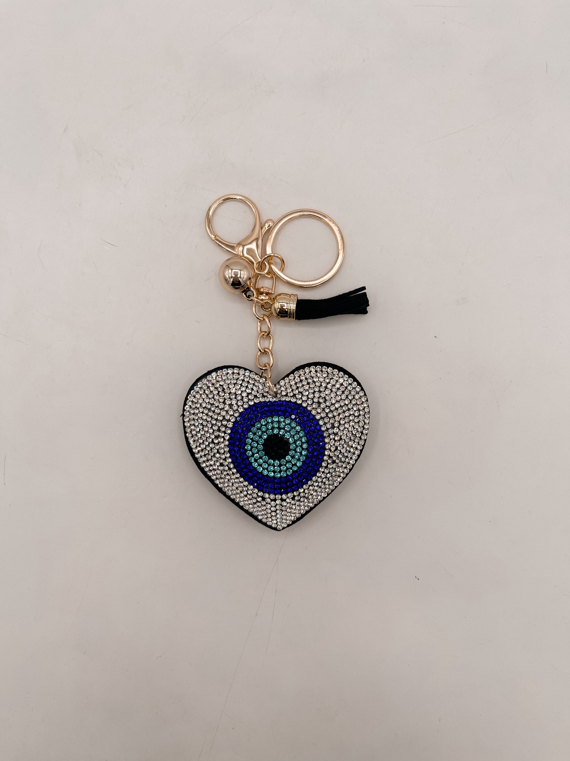 Evil eye heart keychain-black
