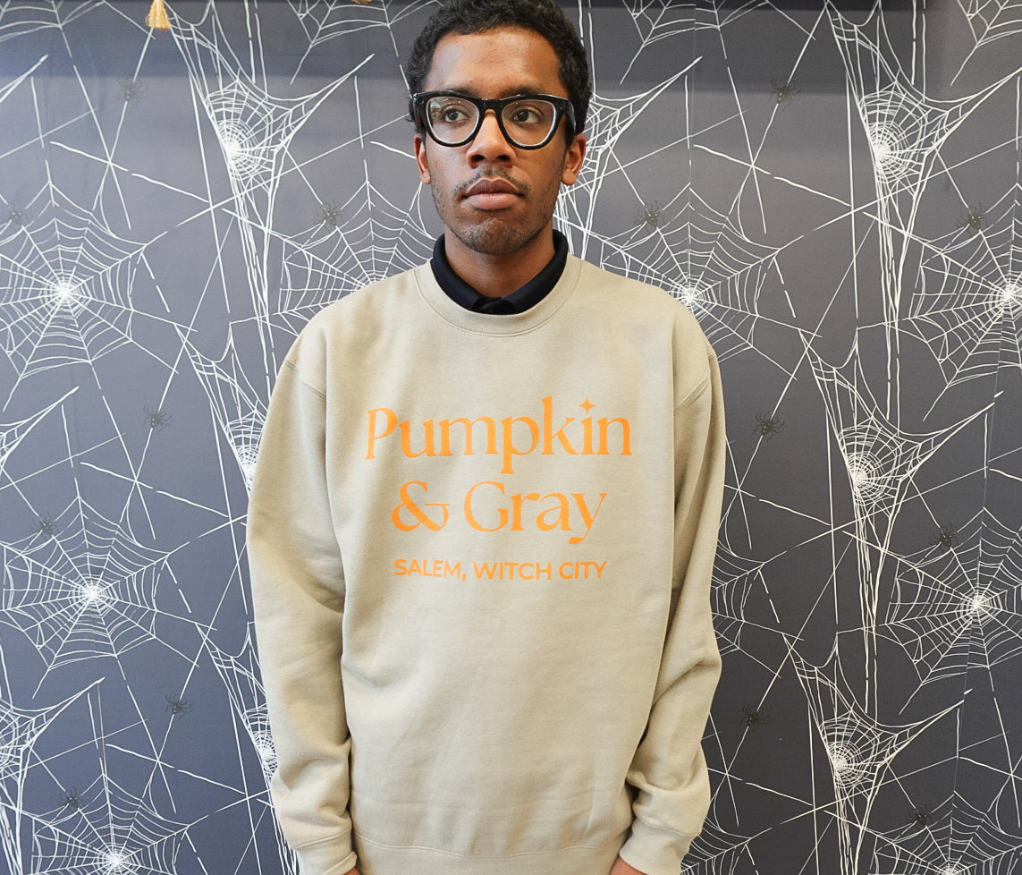 Pumpkin & Gray Crewneck-Gray
