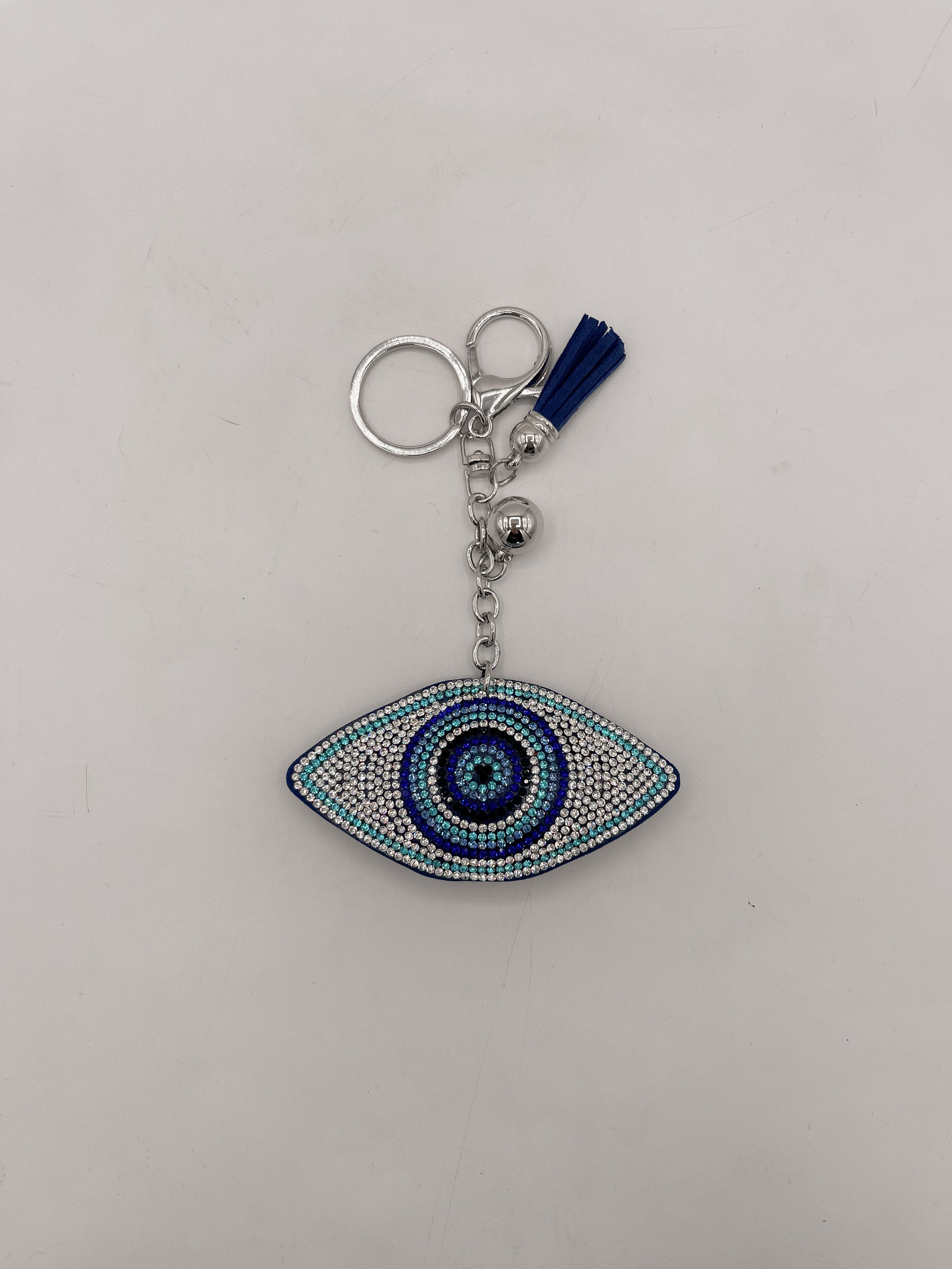 Evil eye keychain-teal on blue