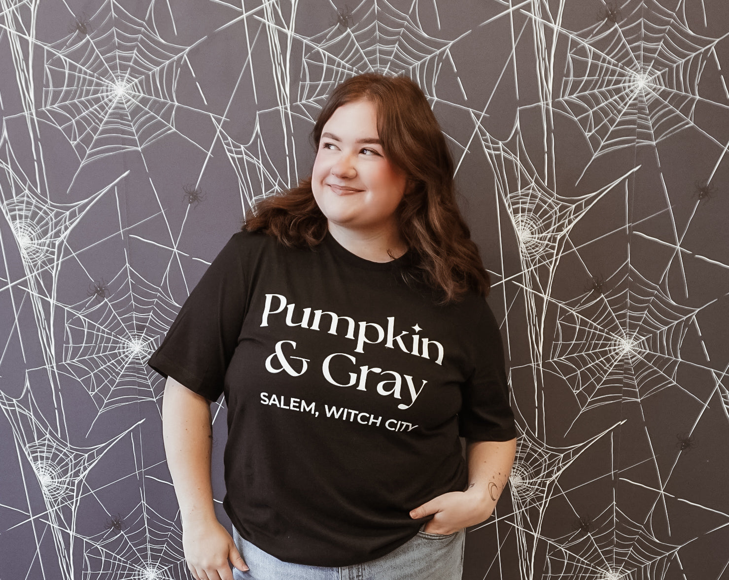 Pumpkin & Gray Tee-Black