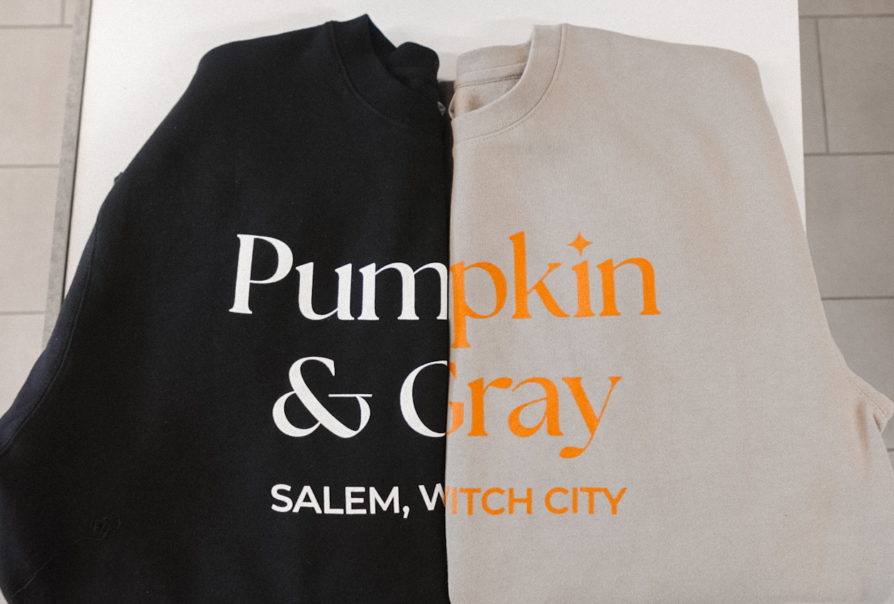 Pumpkin & Gray Crewneck-Black