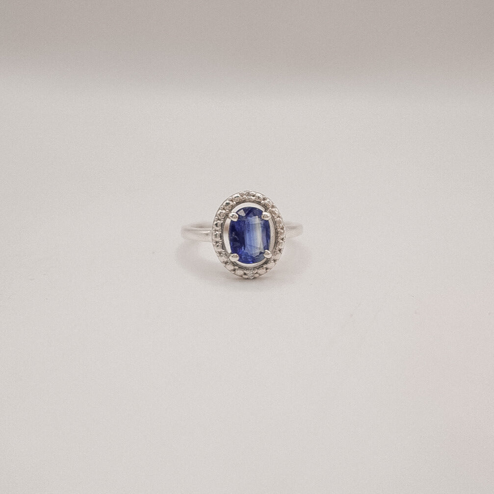 Celestial Pool Ring – Blue Aura & Silver Light