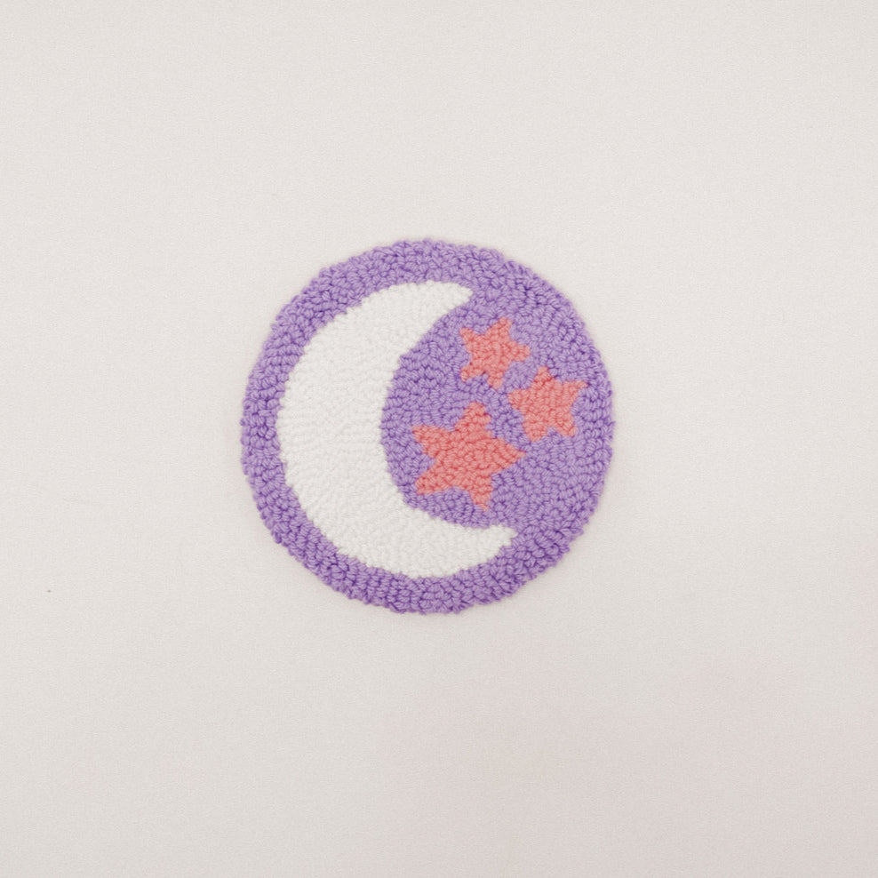 Moon & Stars Mug Rug – Sip Under the Starlight