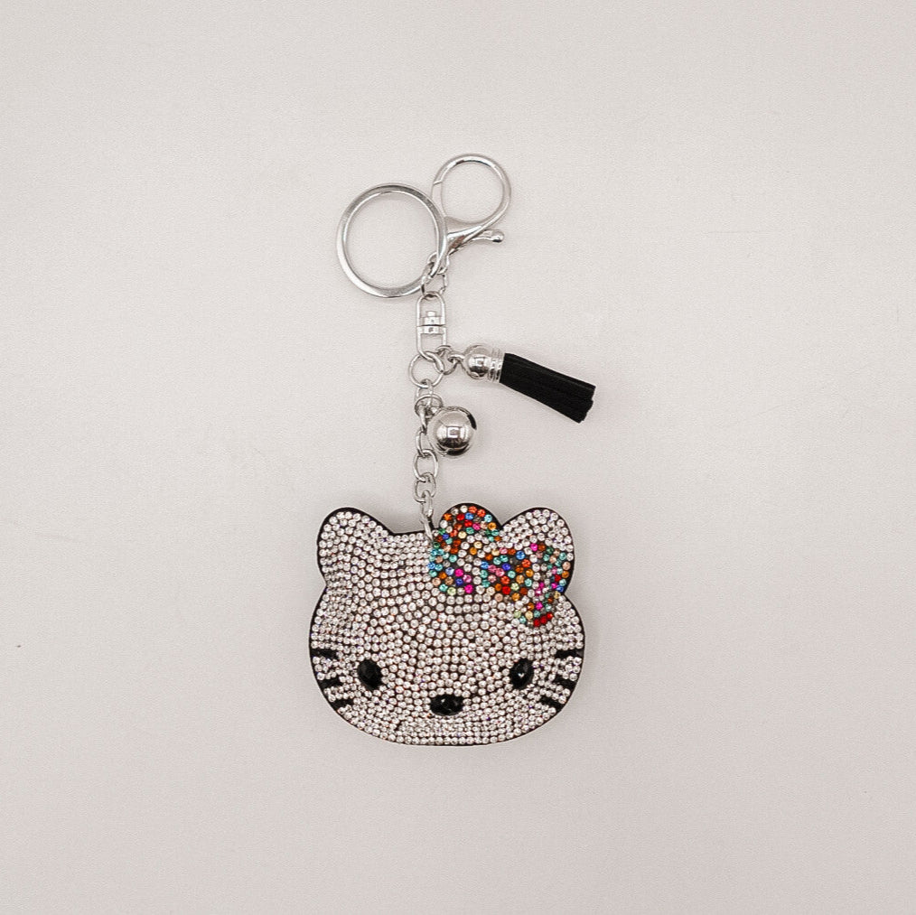 Rainbow Bow Kitty Keychain – Sparkle with a Side of Sass