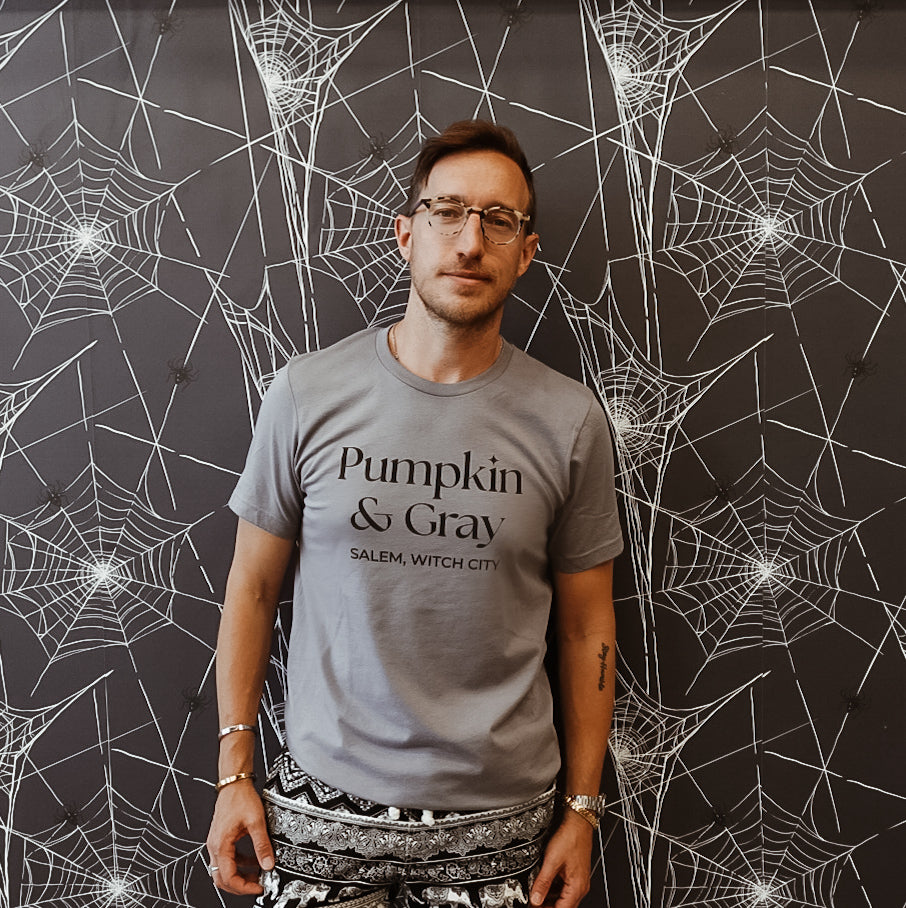 Pumpkin & Gray Tee-Gray