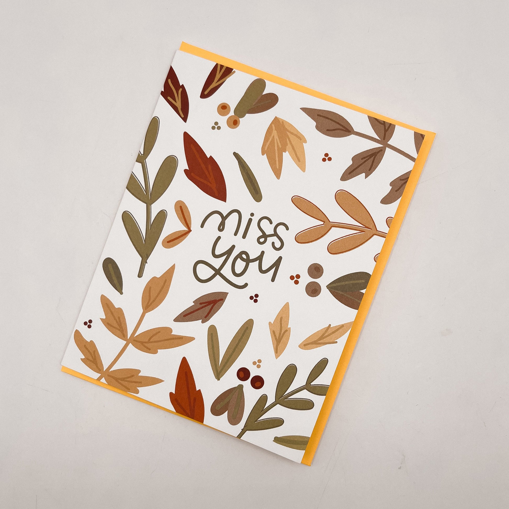 Miss You Autumn Leaves Card