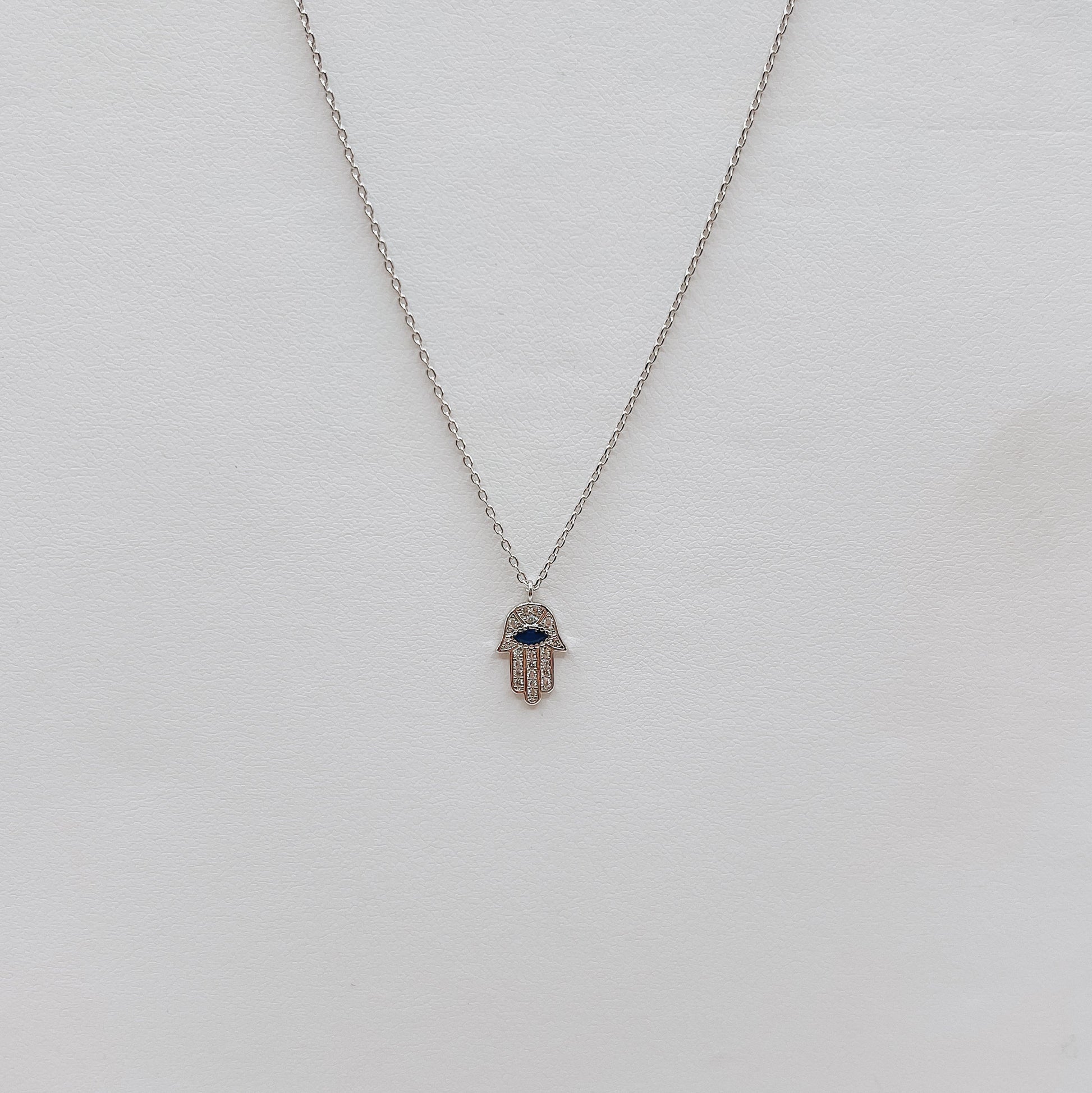 Silver Hamsa Hand Protection Necklace