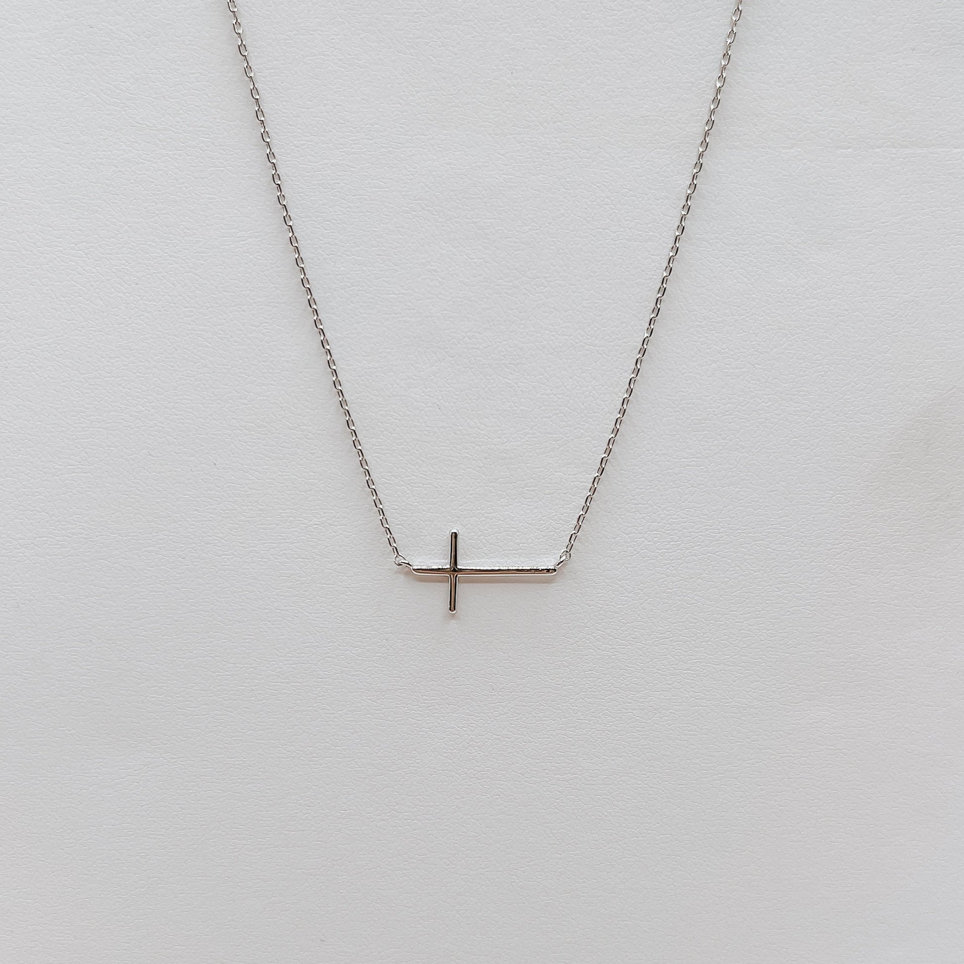 Silver Sideways Cross Necklace