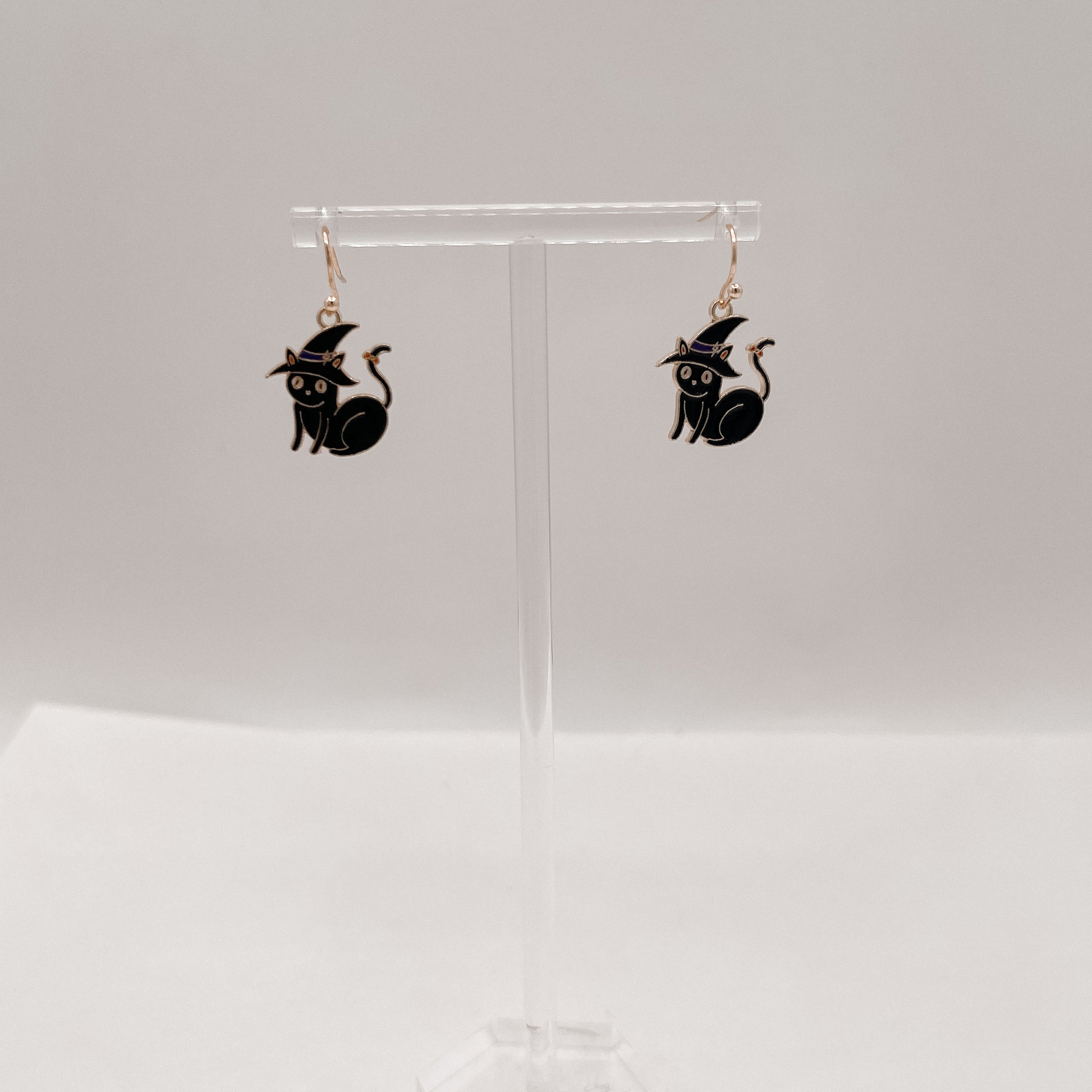 Black Cat Witch Hat Earrings