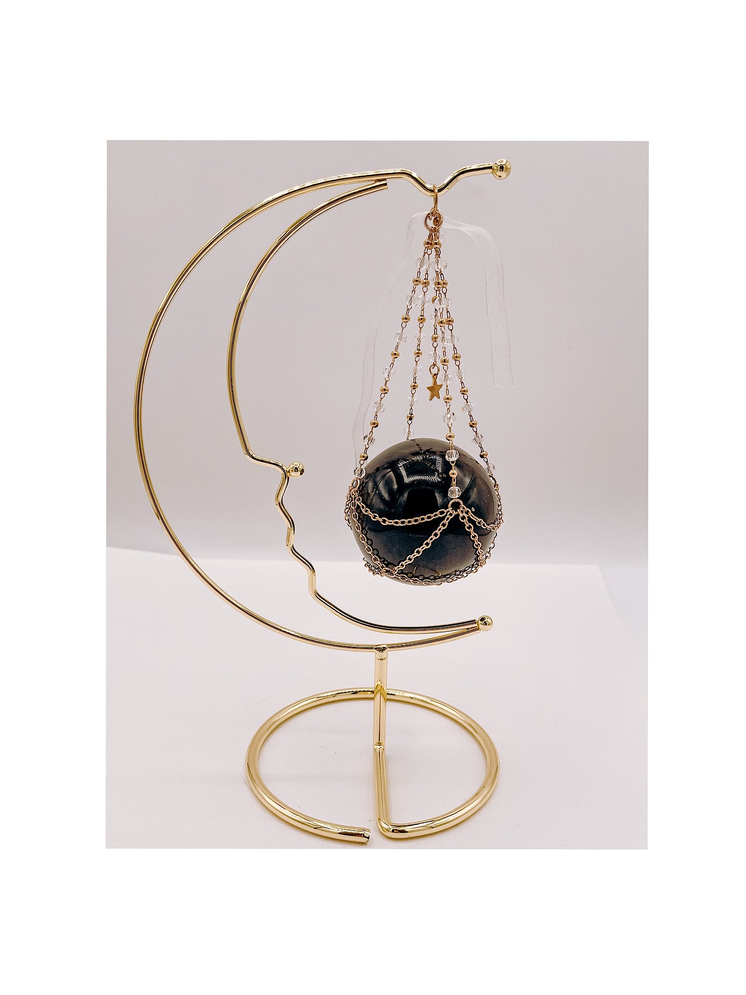 Crescent moon Crystal sphere Holder with Crystal