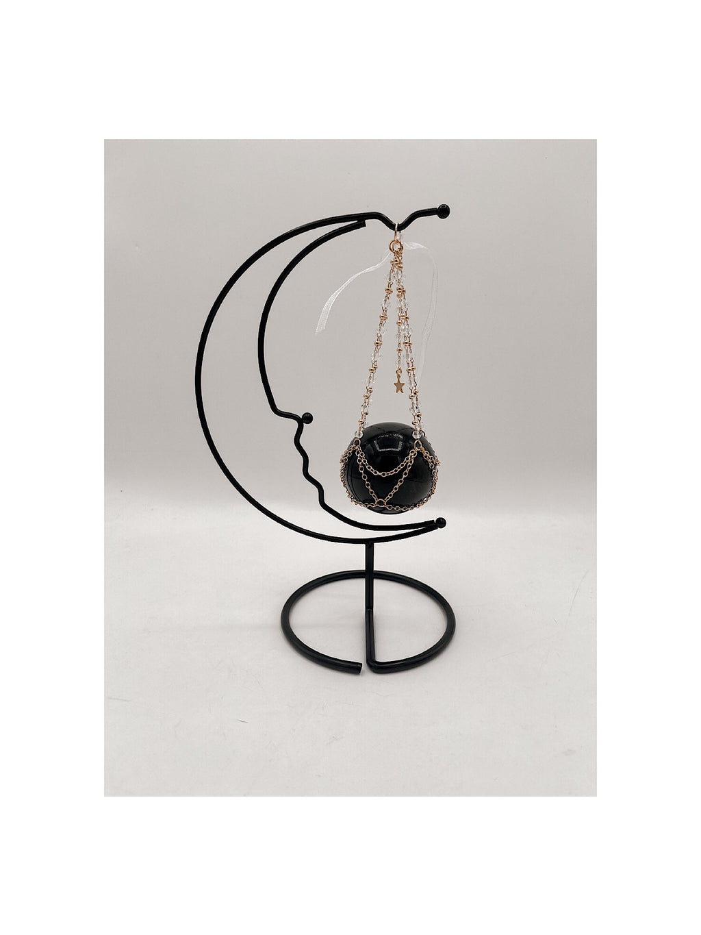 Crescent moon Crystal sphere Holder with Crystal