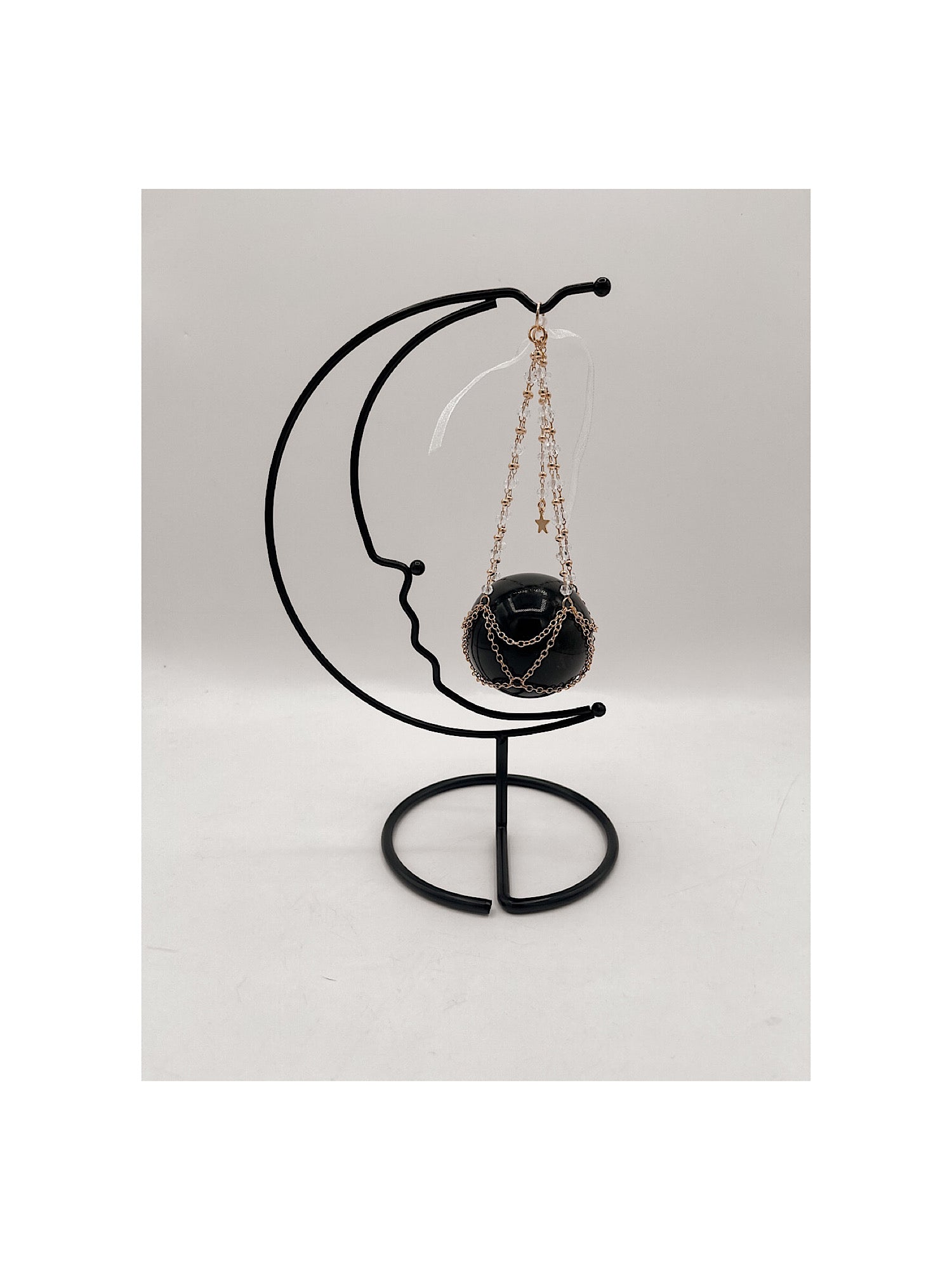 Crescent moon Crystal sphere Holder with Crystal