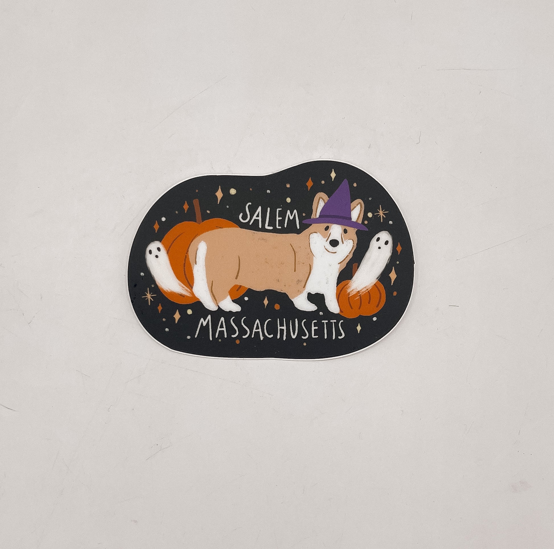 Witchy Corgi in Salem Sticker – A Bewitching Good Pup