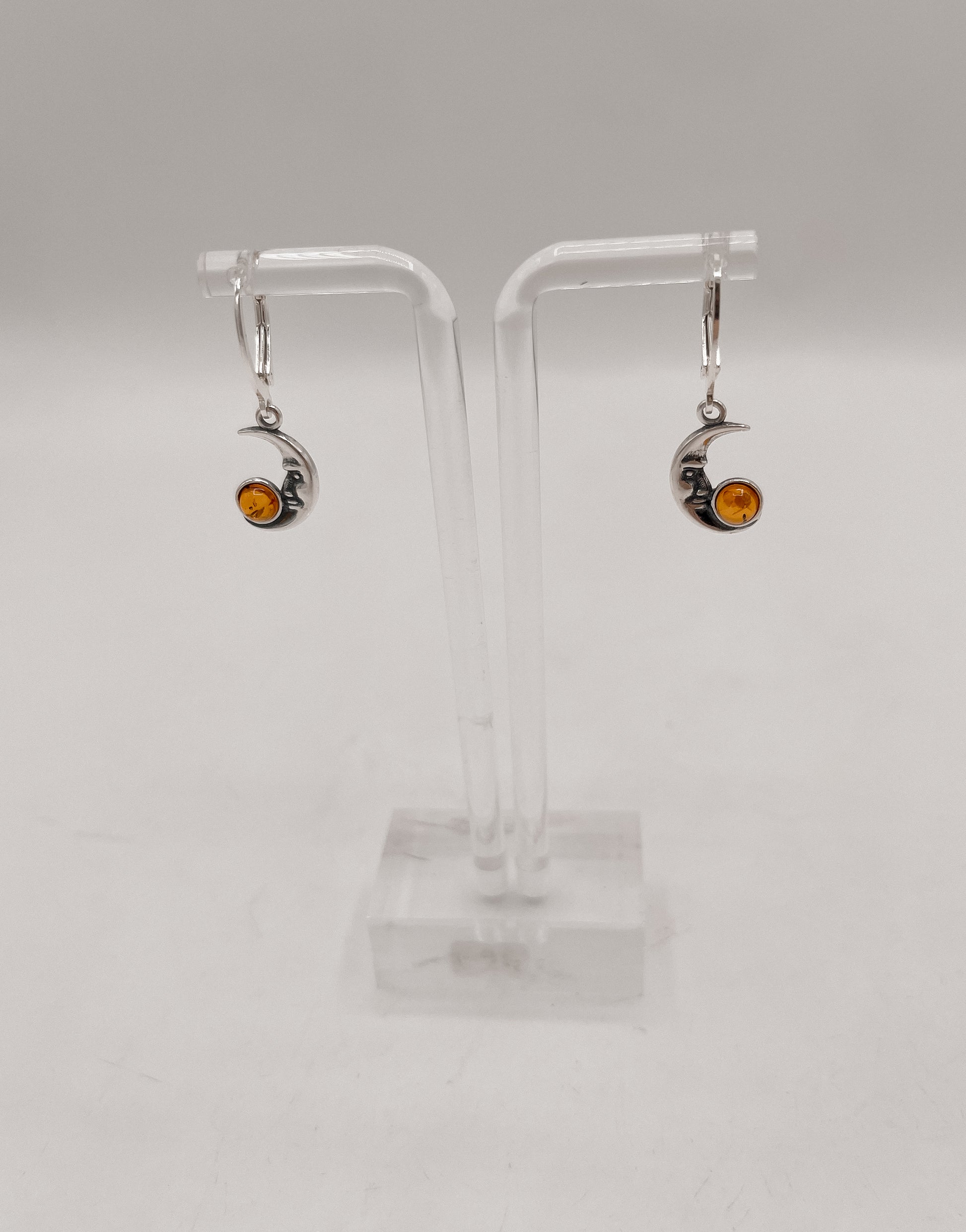 Amber Crescent Moon Earrings