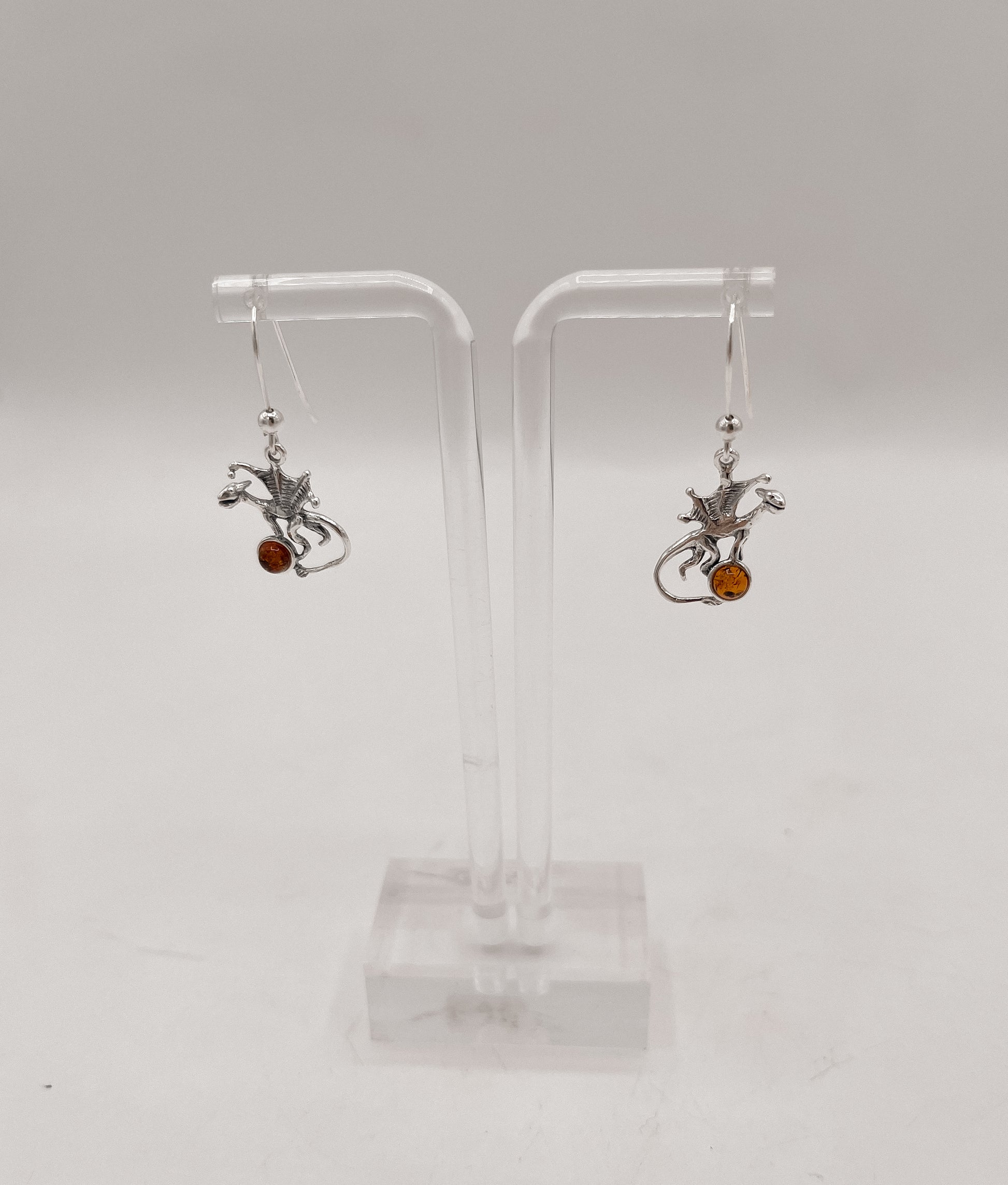 Amber Dragon Earrings