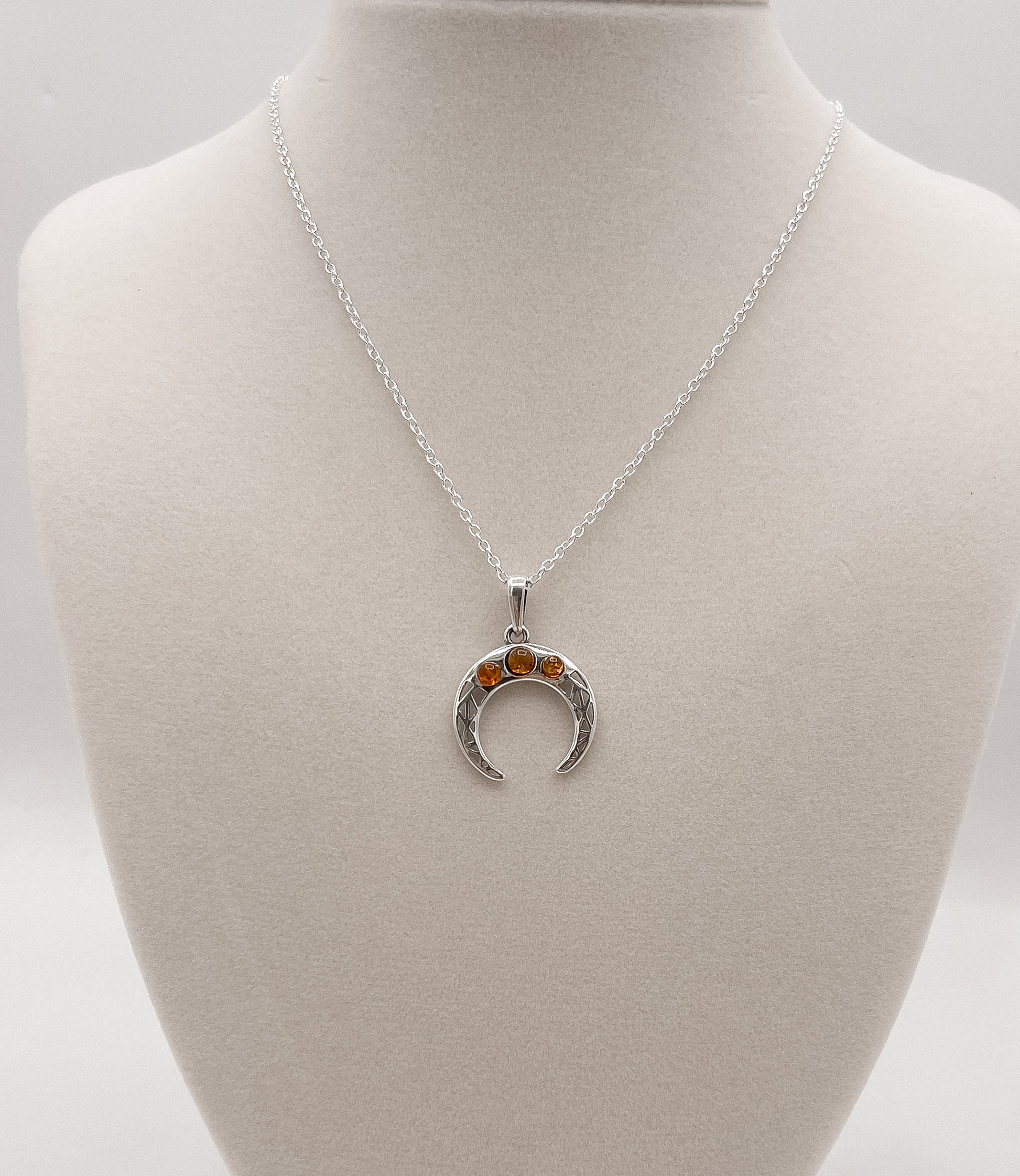 Triple Amber Crescent Necklace