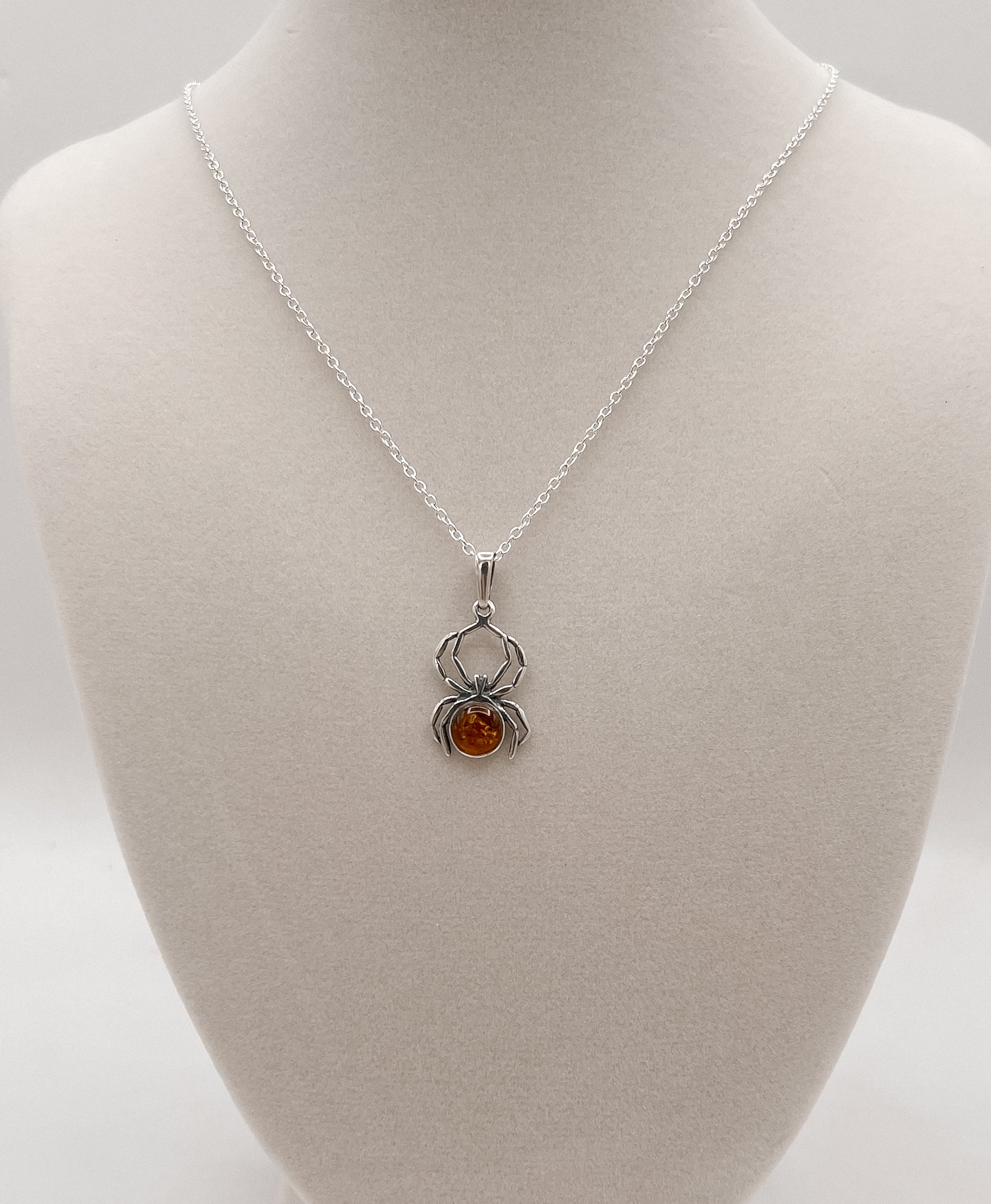 Amber Spider Pendant Necklace