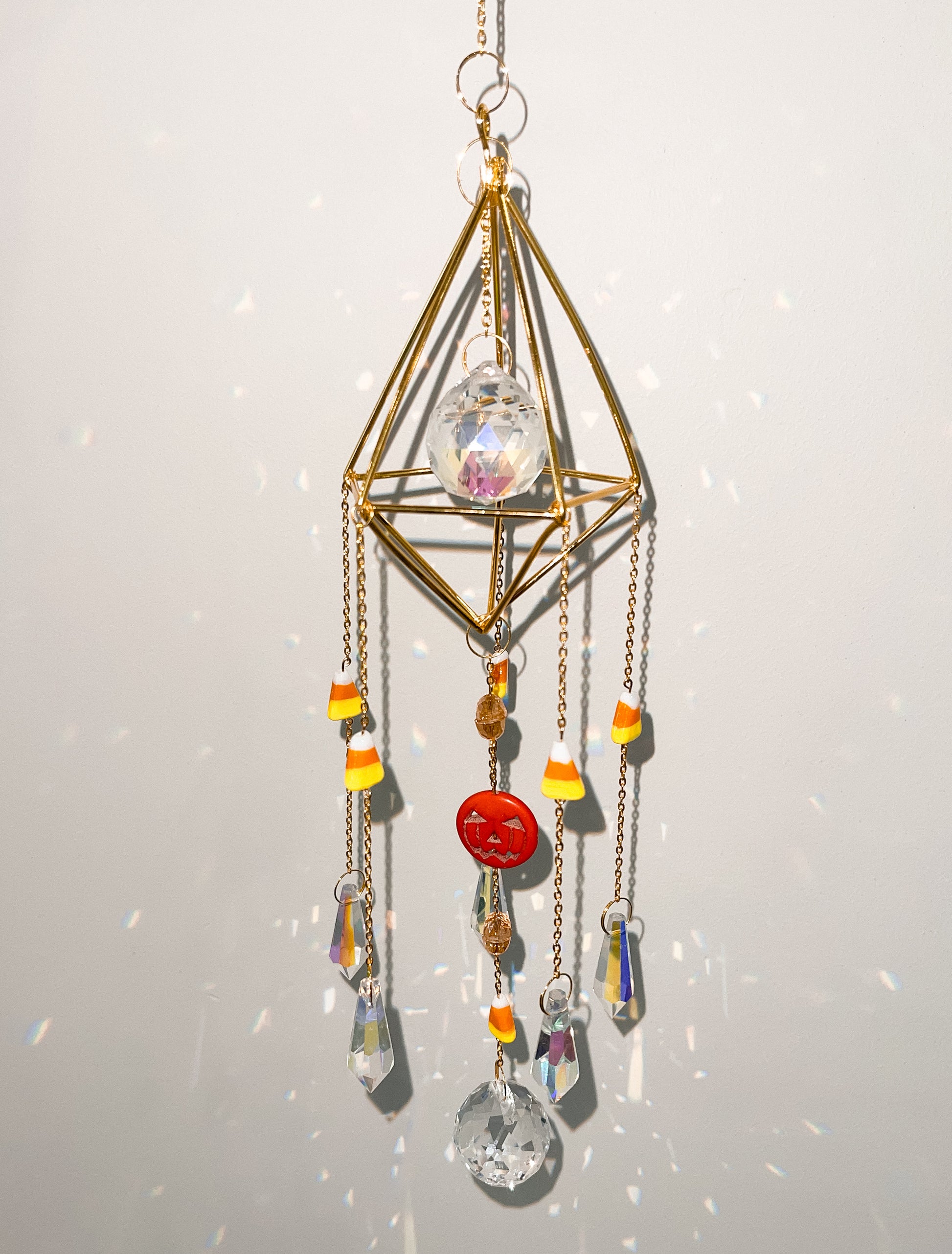 Candy Corn & Crystal Halloween Suncatcher