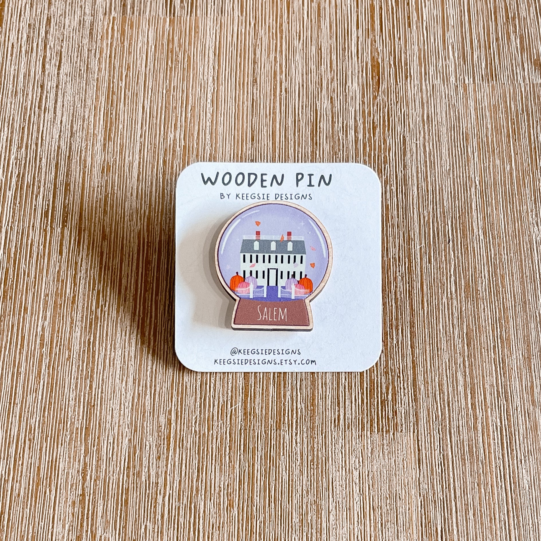 Salem Snow Globe Wooden Pin