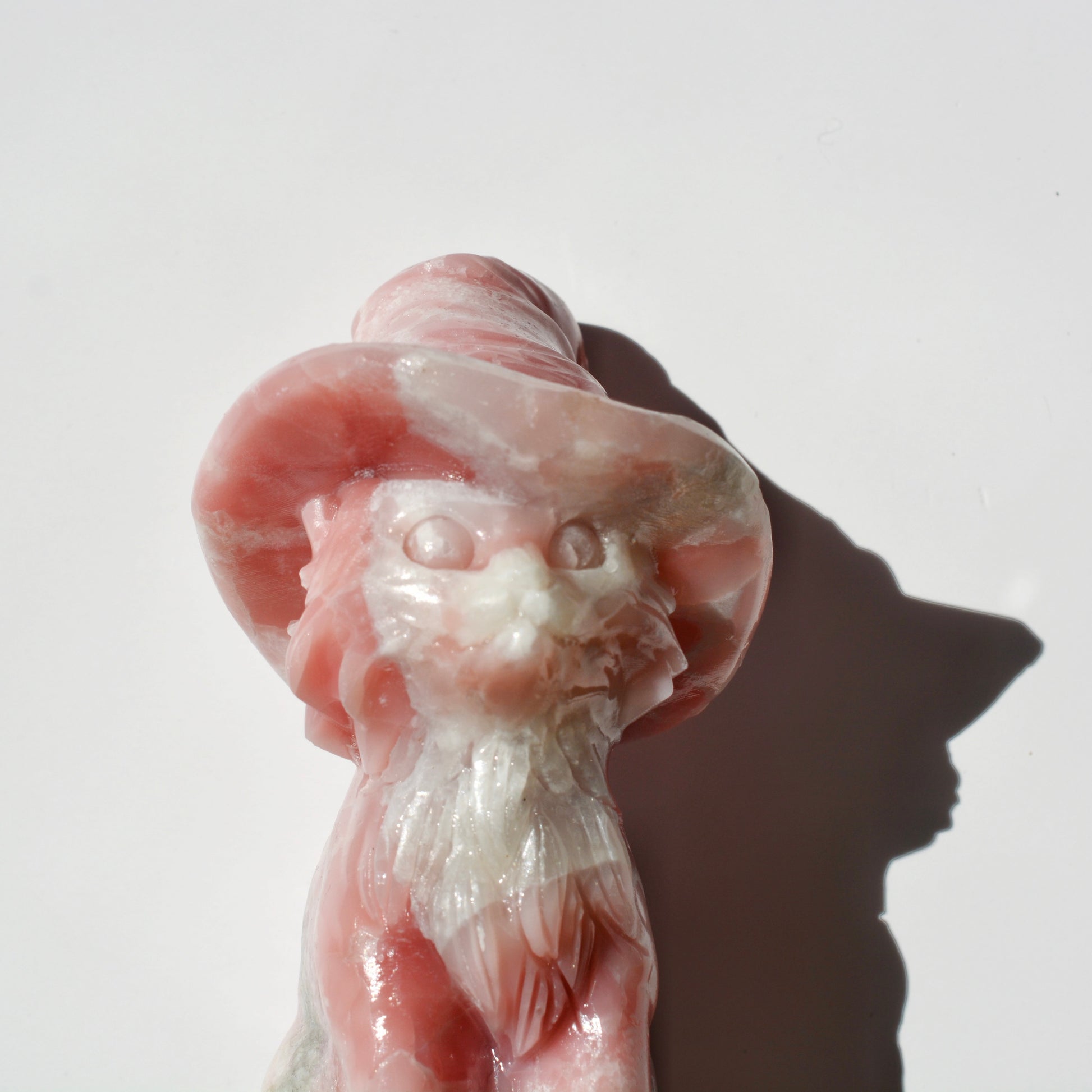 Pink Opal Cat with Witch Hat