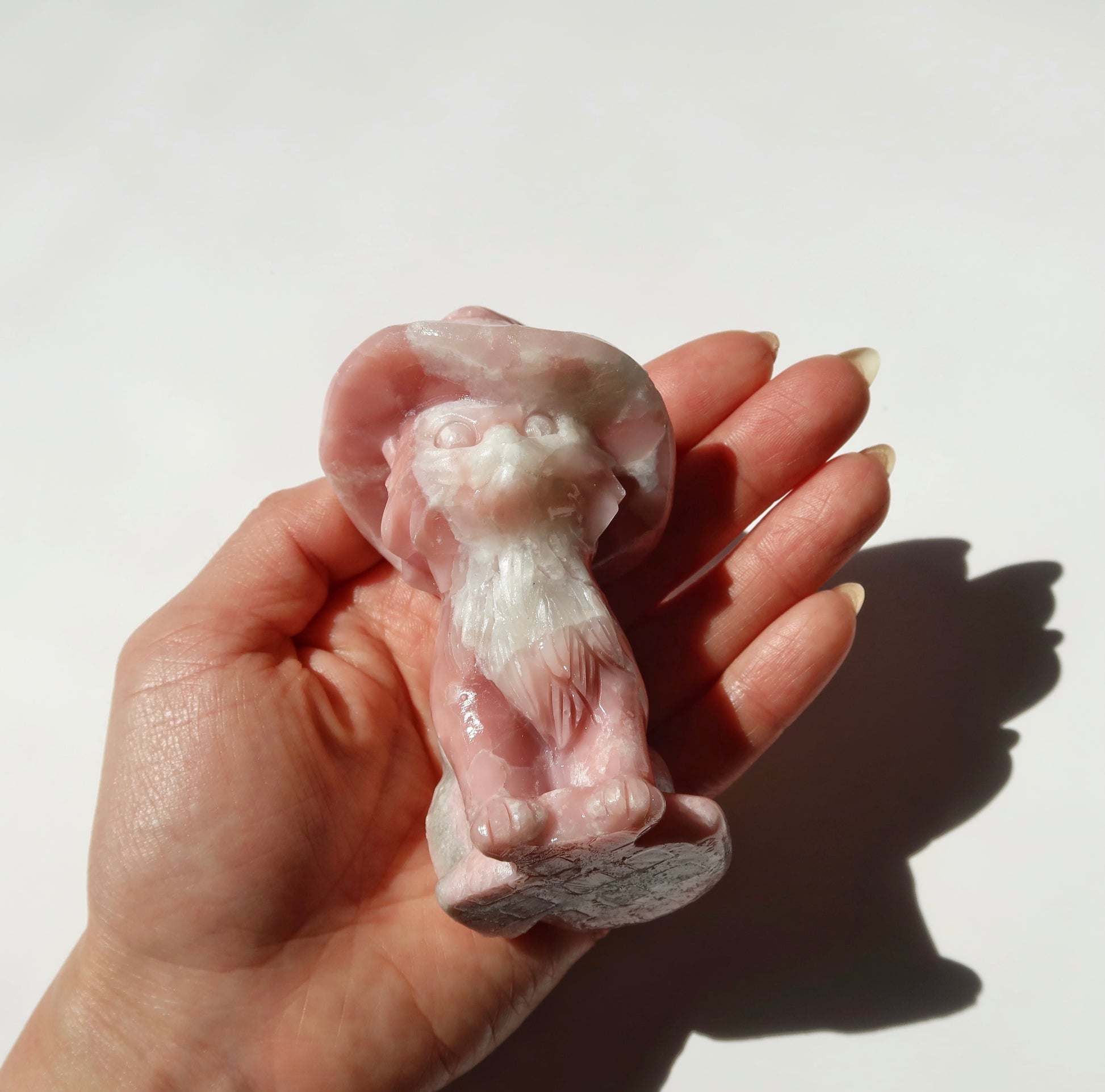 Pink Opal Cat with Witch Hat