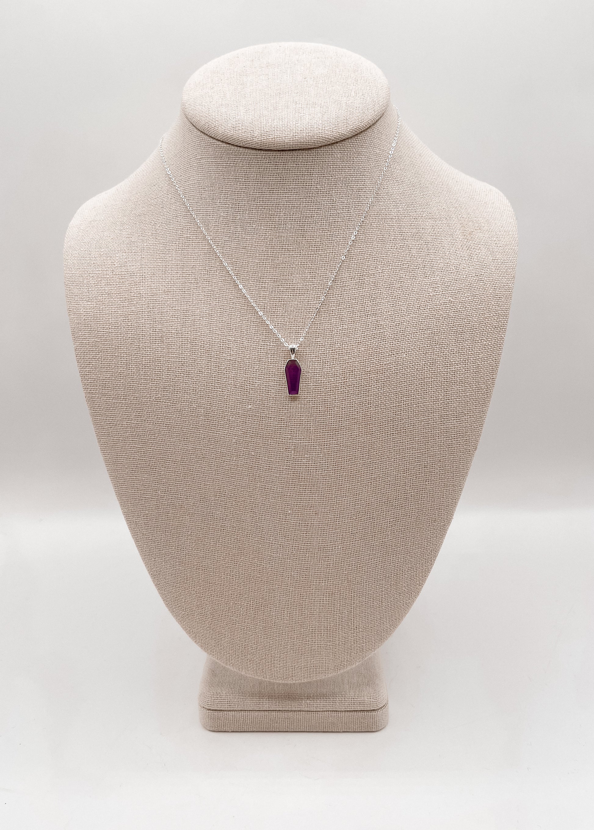 Rest in Purple Coffin Necklace
