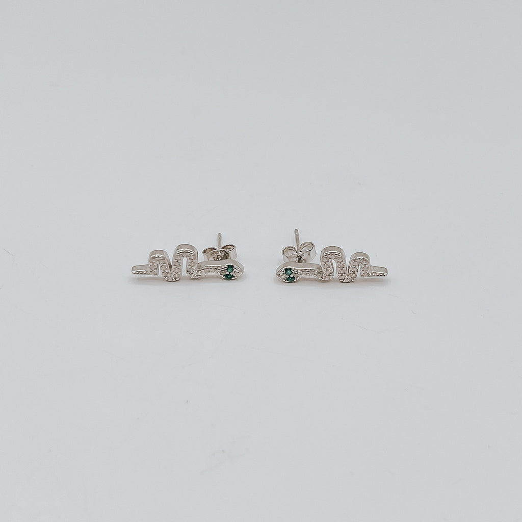 Serpent’s Whisper Studs – Silver