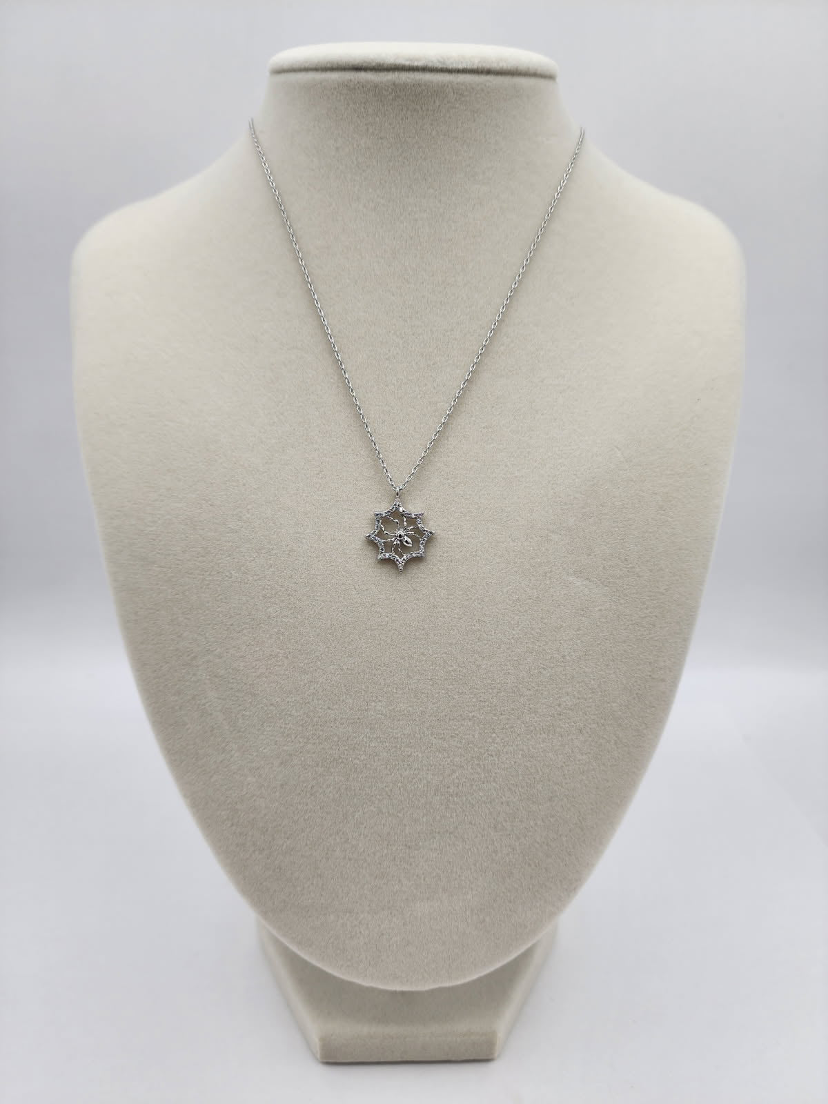 Silver Glow Spiderweb Necklace