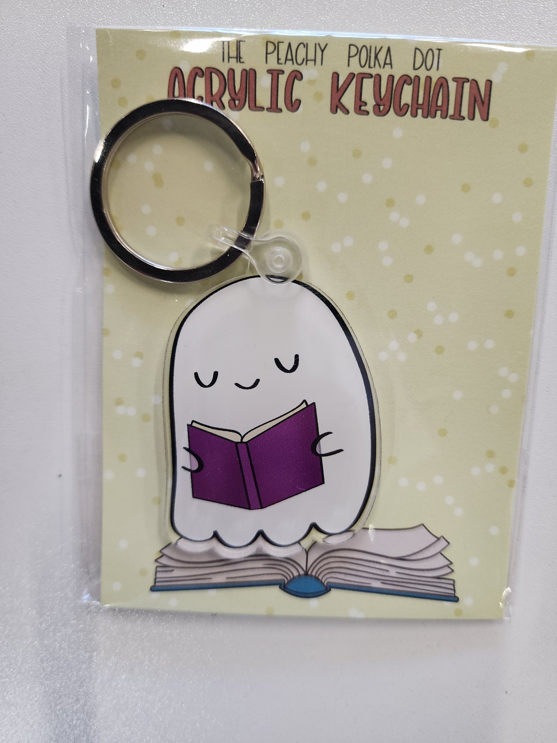 Bookish Boo Acrylic Keychain-Ghost